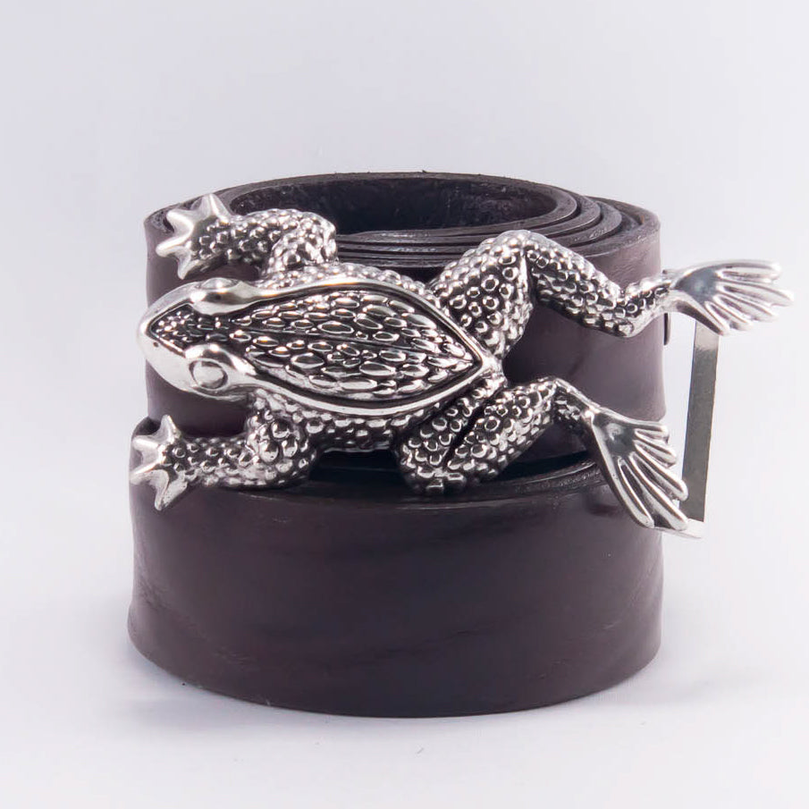 Silver Jumping Frog Belt Buckle